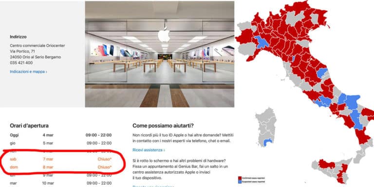 Coronavirus, Apple Store, Italia, Chiuso