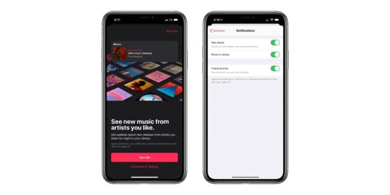 Apple Music, Update, Notifiche in App