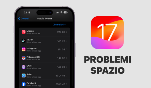 ios 17, problemi ios 17, spazio iphone ios 17, aggiornamento ios 17