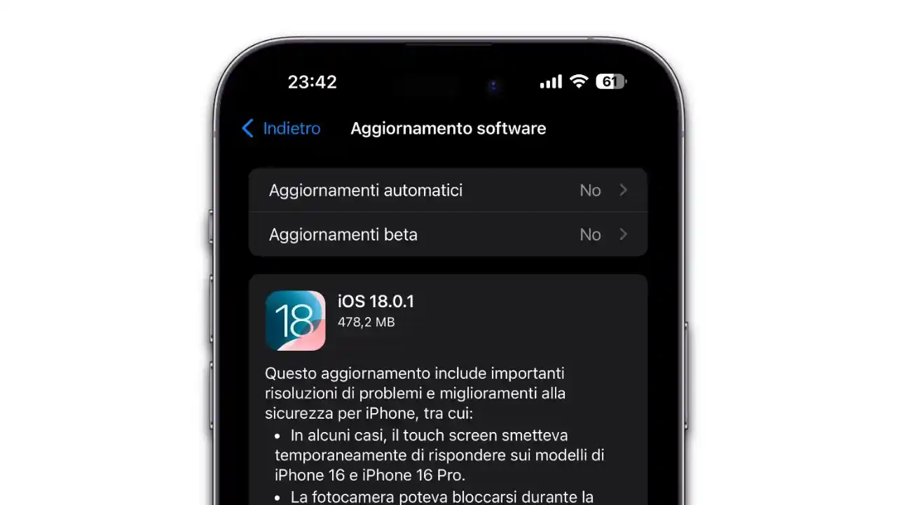iOS 18.0.1: Aggiornate SUBITO il vostro iPhone!