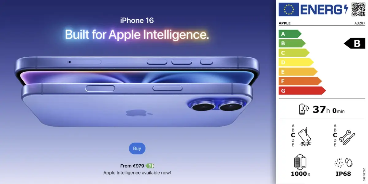 iPhone riceve le etichette energetiche obbligatorie in Europa