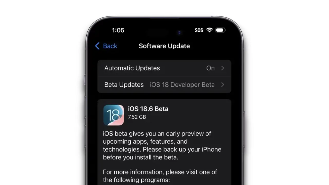 Apple rilascia iOS 18.6 Beta 1 per iPhone ed iPad