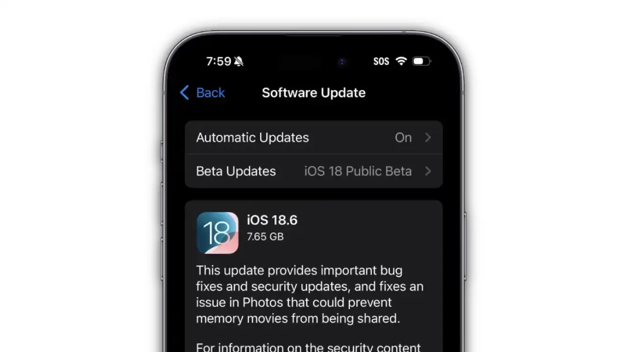 iOS 18.6, aggiornamento iPhone, iOS 18.6 RC, bug app Foto, iOS 18 beta pubblica, Apple update, memoria condivisa