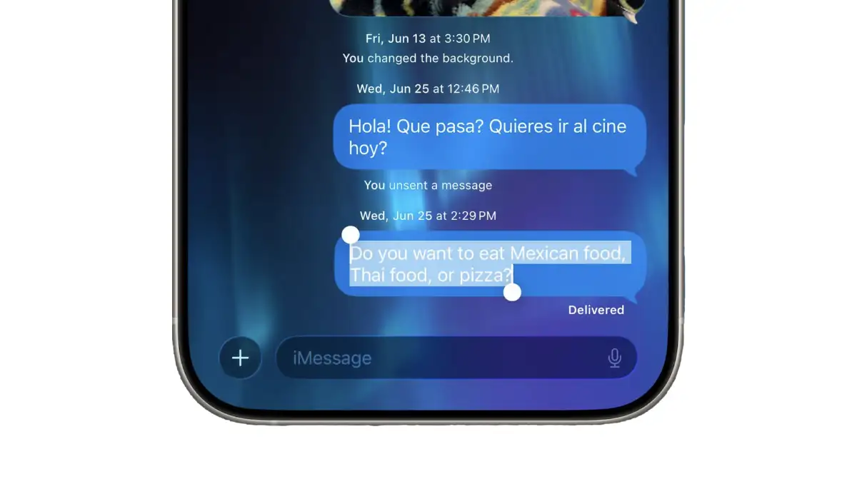 iOS 26, app Messaggi iPhone, novità Messaggi, selezione testo iOS, copiare testo iPhone, Apple Messaggi