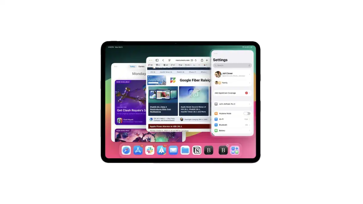 iPadOS 26.2 beta 3, Apple, iPadOS 26.2, iPadOS 26, iPad, multitasking iPad, Slide Over, Split View, MacRumors